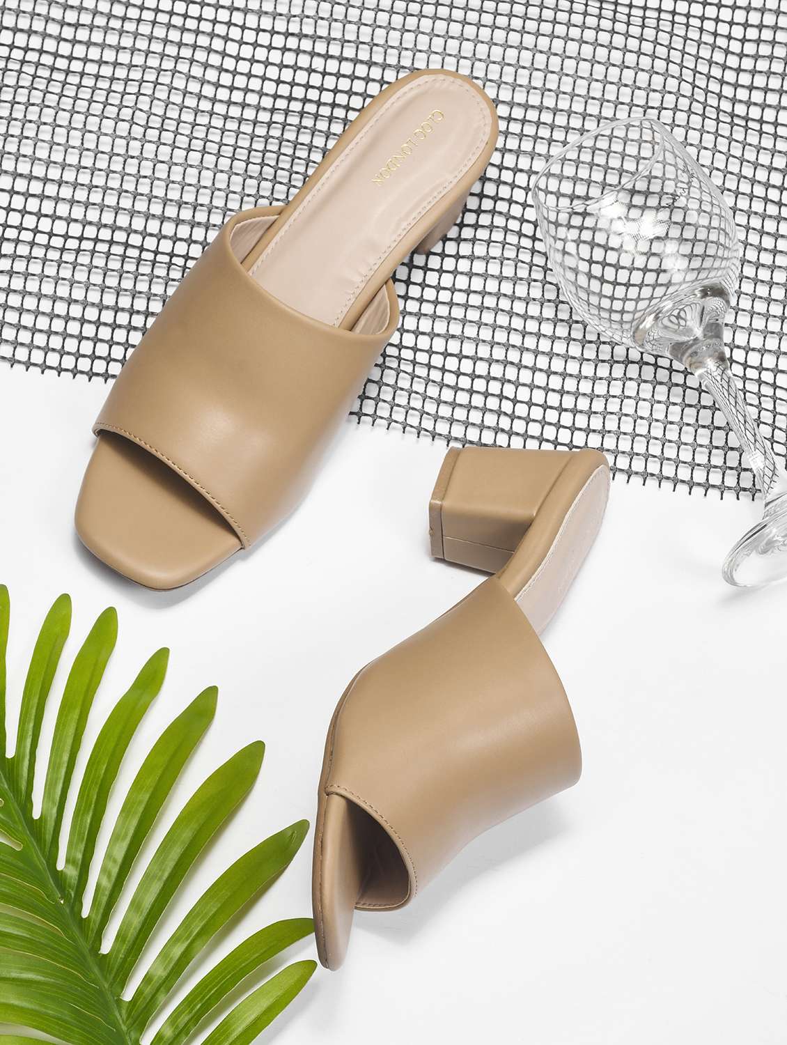 women beige slip on sandal