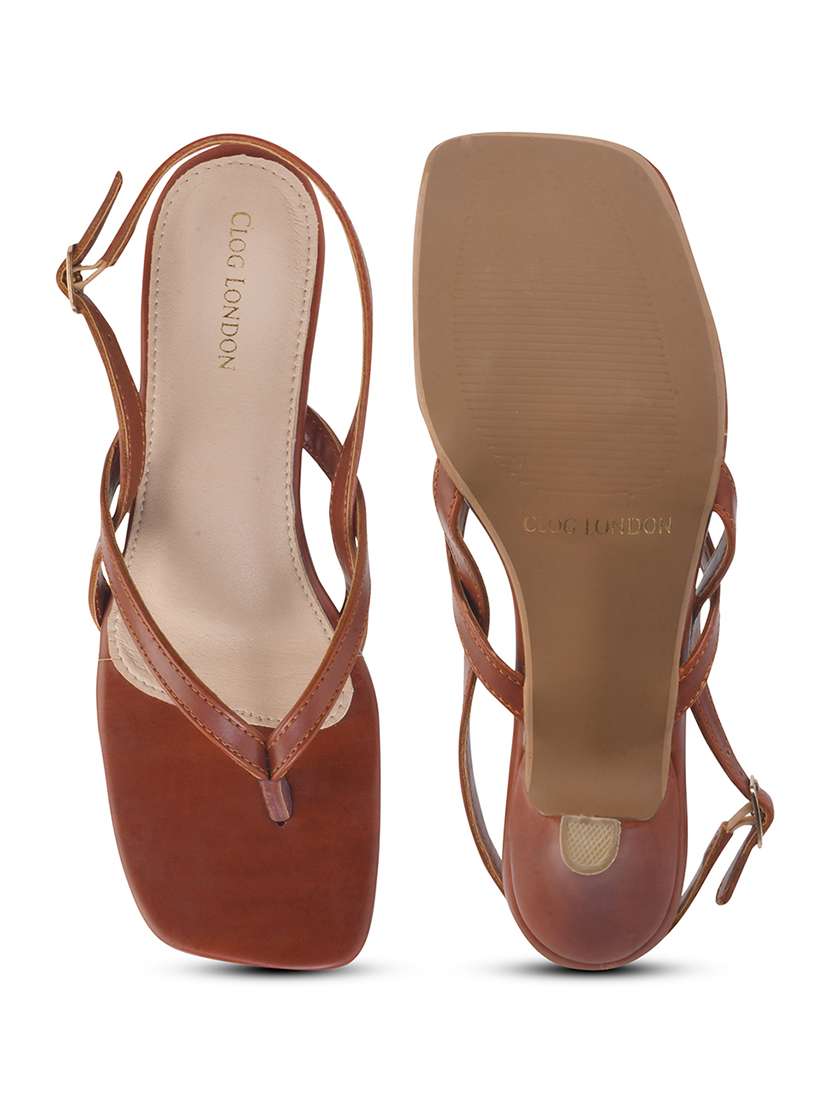 women brown back strap sandal - 21887846 -  Standard Image - 5