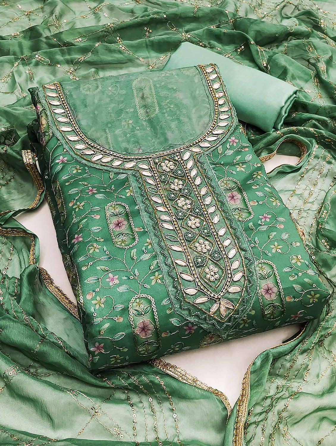 women embroidered unstitched suit set