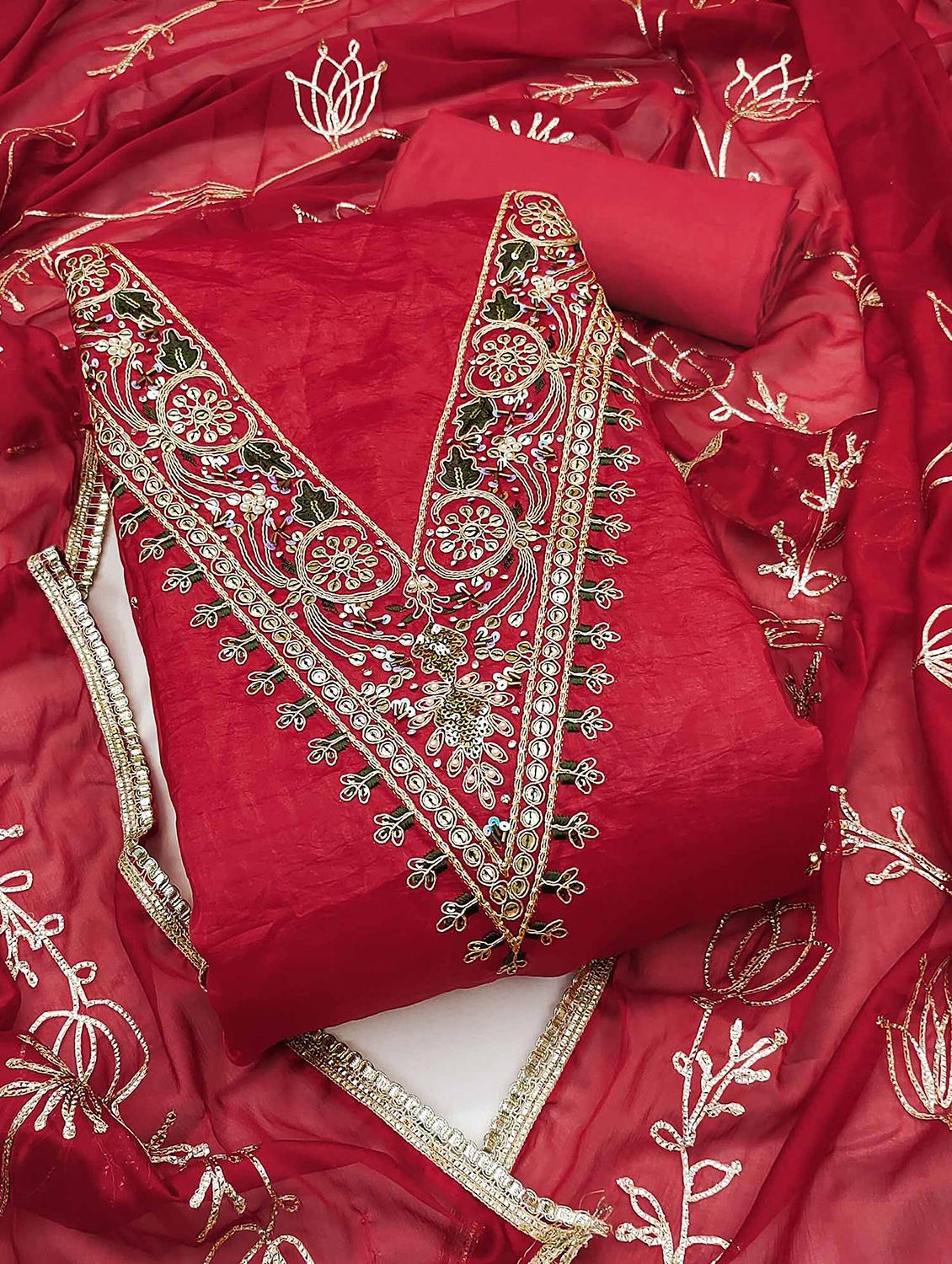 women embroidered unstitched suit set