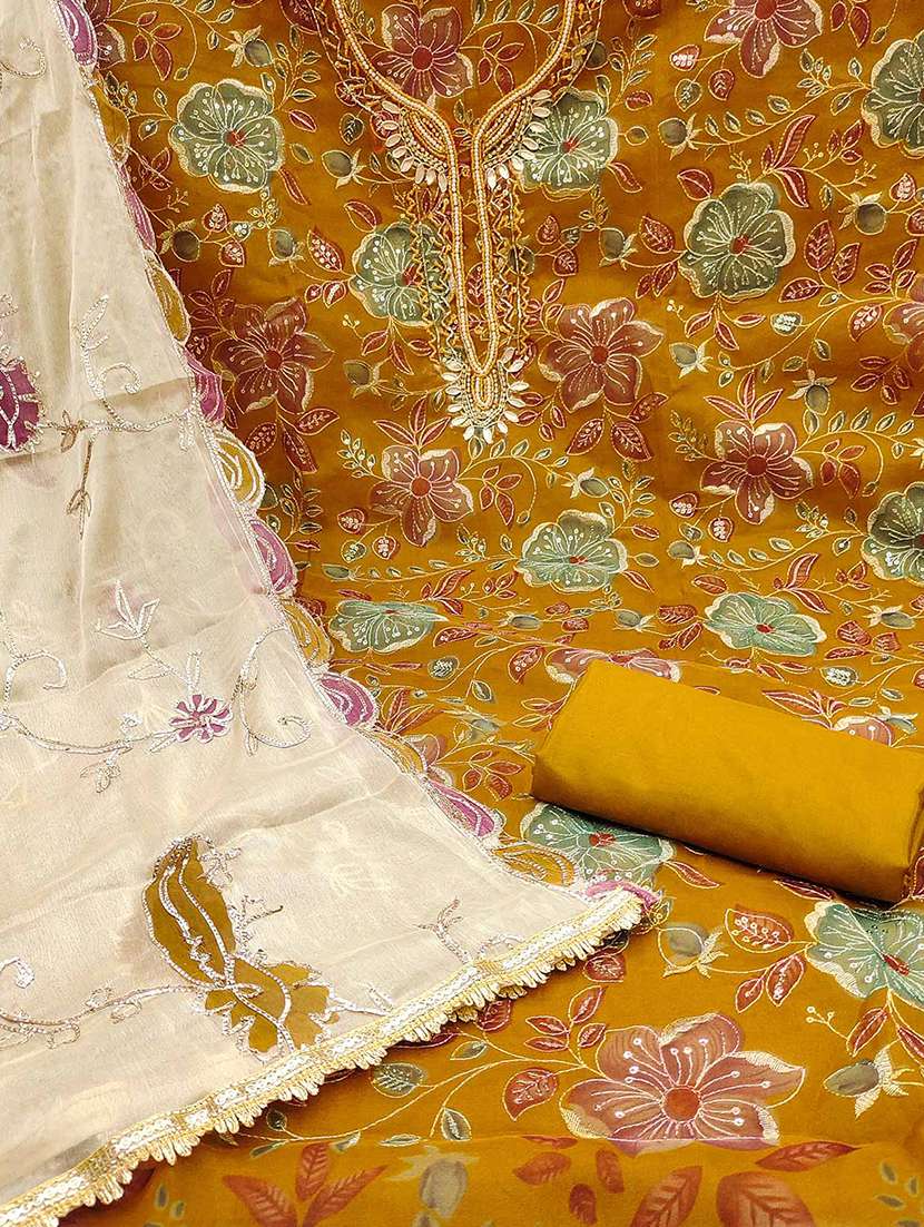 women embroidered unstitched suit set - 21887935 -  Standard Image - 3