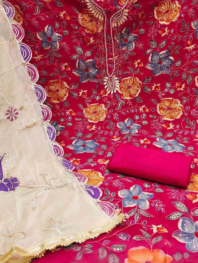 women embroidered unstitched suit set - 21887936 -  Standard Image - 3