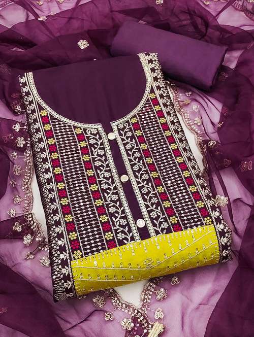 women embroidered unstitched suit set - 21887983 -  Standard Image - 0