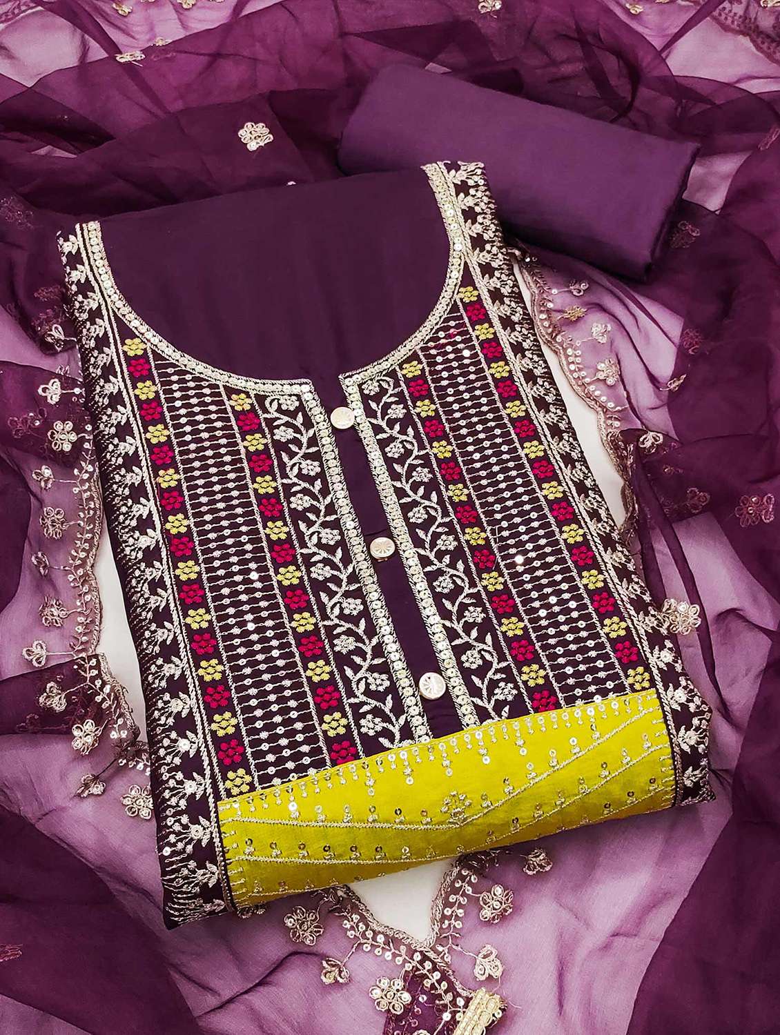 women embroidered unstitched suit set - 21887983 -  Zoom Image - 0