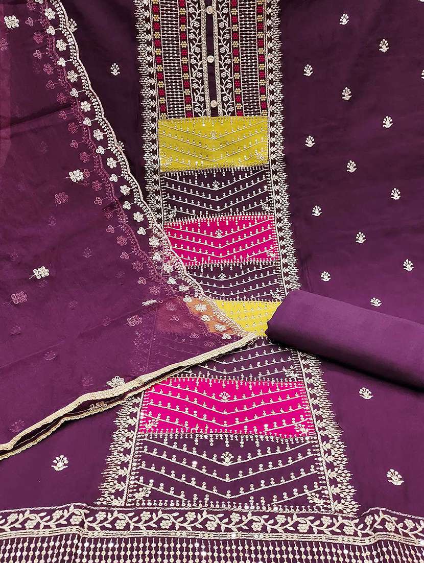women embroidered unstitched suit set - 21887983 - Standard Image - 3
