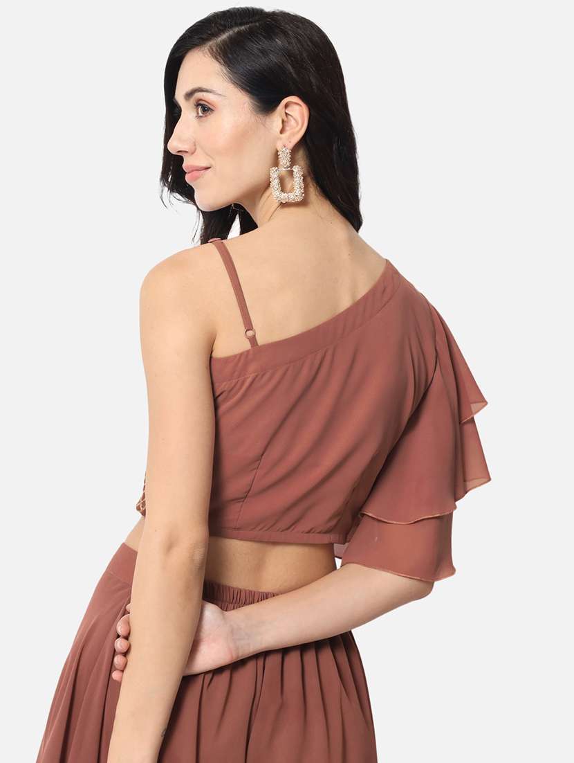 women embellished single shoulder crop top - 21898932 -  Standard Image - 3