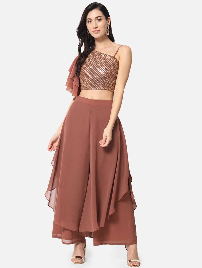 women embellished single shoulder crop top - 21898932 -  Standard Image - 5