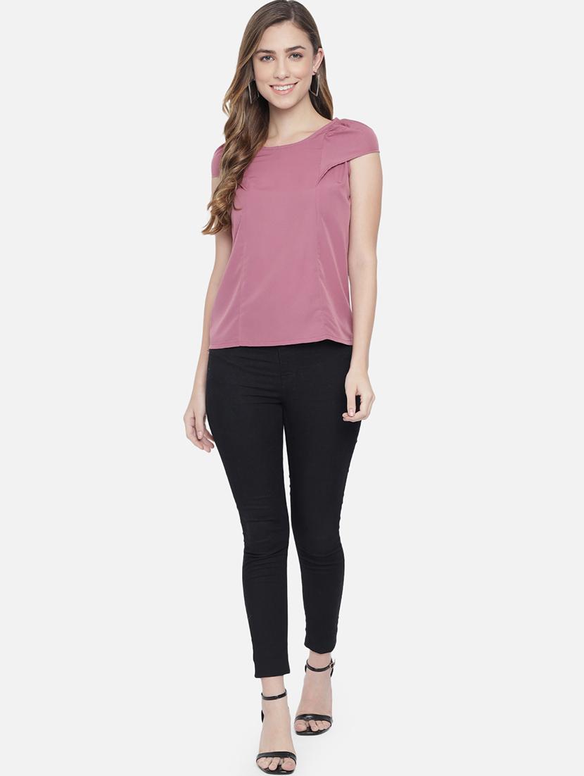 women solid cap sleeves regular top - 21898936 - Standard Image - 5