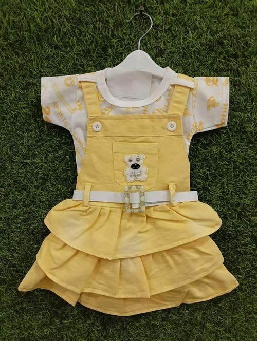 girls printed adjustable strap dungaree dress - 21898955 - Standard Image - 0