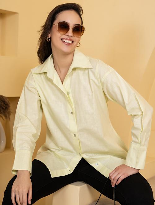 women solid collared oversized shirt - 21899023 -  Standard Image - 0