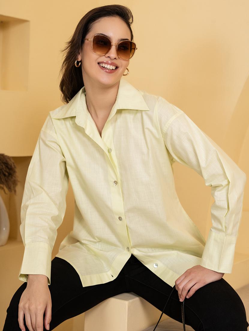 women solid collared oversized shirt - 21899023 -  Zoom Image - 0