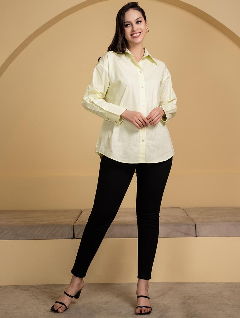 women solid collared oversized shirt - 21899023 - Standard Image - 3