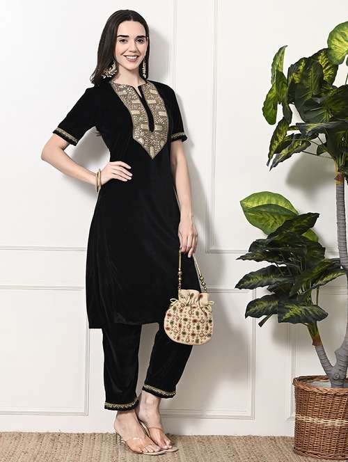 women lace detailed kurta and pant set - 21899124 -  Standard Image - 0