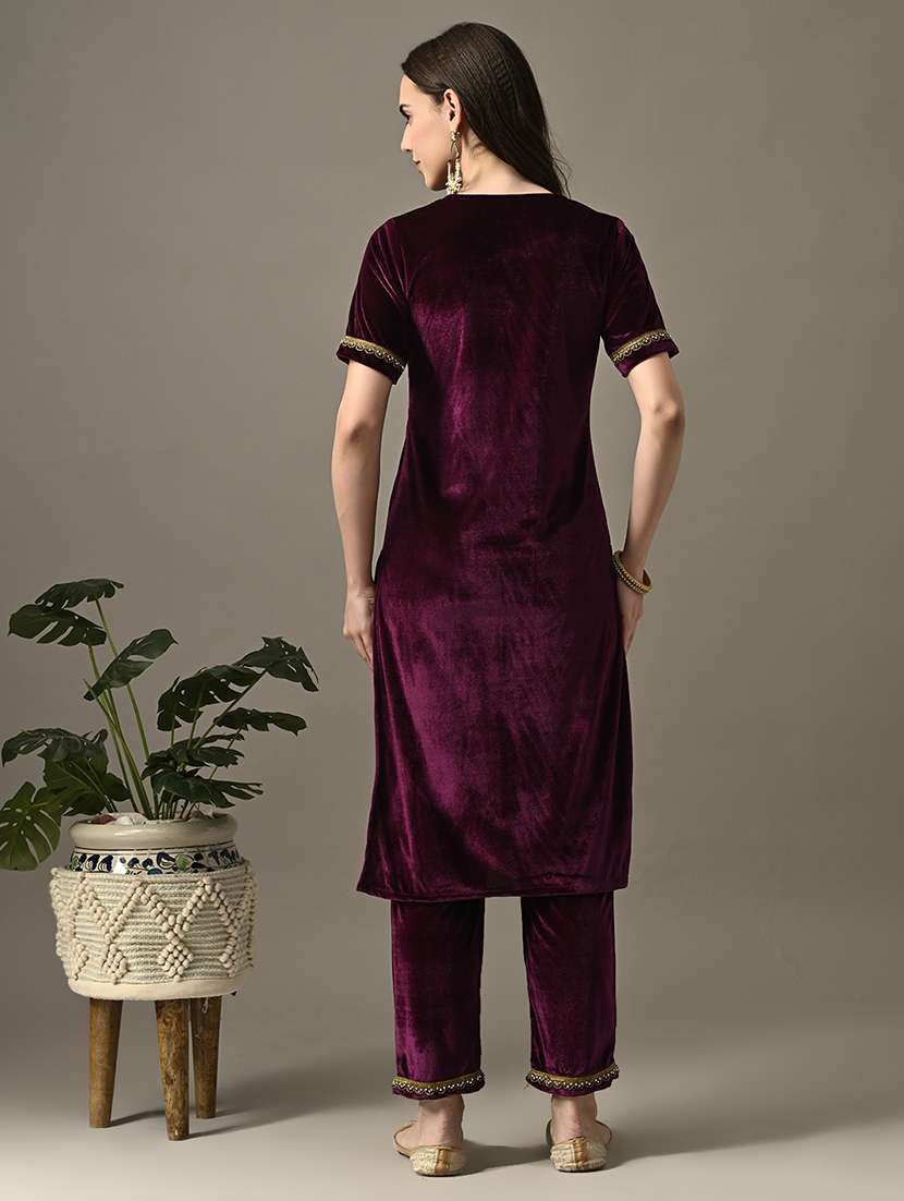 women lace detailed kurta and pant set - 21899125 -  Standard Image - 3