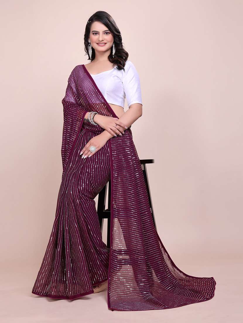women purple embellished saree with blouse - 21899288 - Standard Image - 5