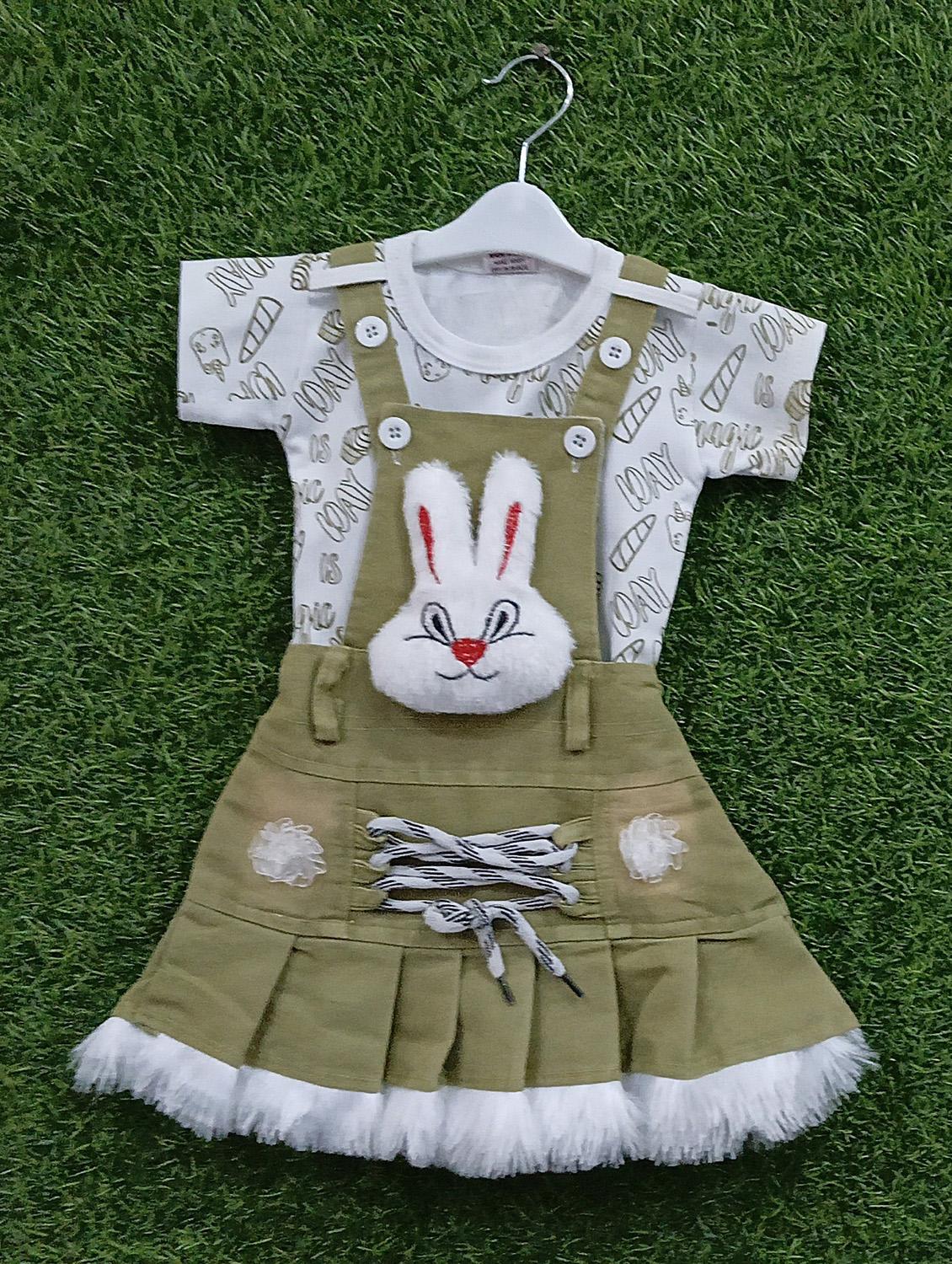 girls printed adjustable strap dungaree dress
