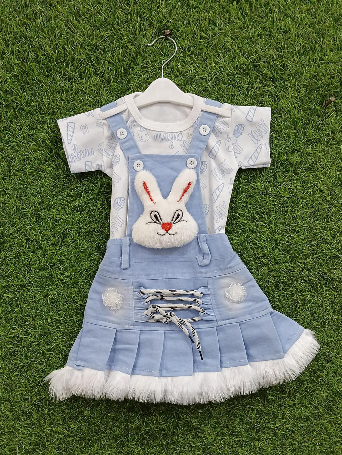 girls printed adjustable strap dungaree dress