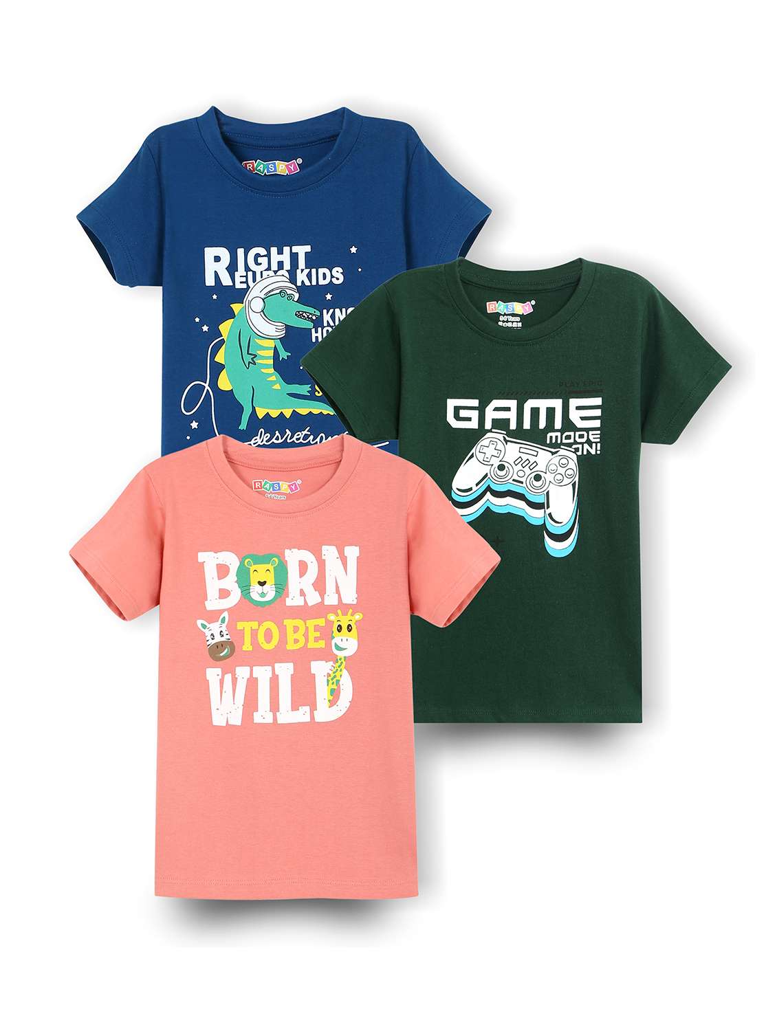 boys pack of 3 round neck t-shirt