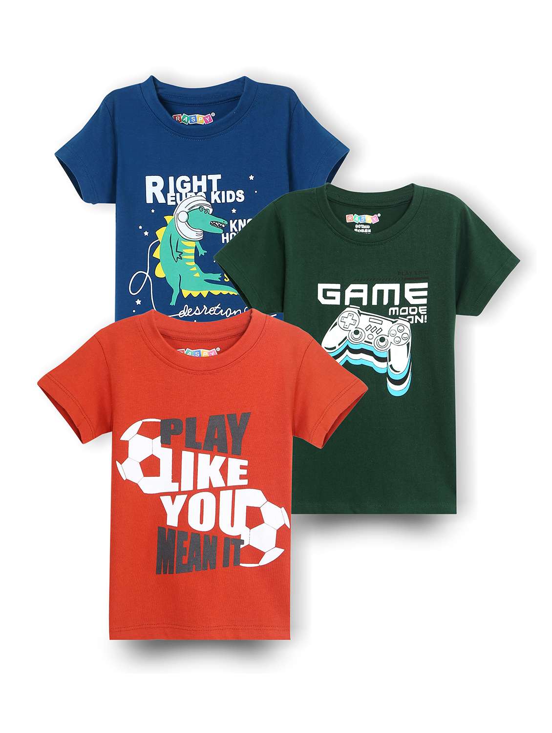 boys pack of 3 round neck t-shirt