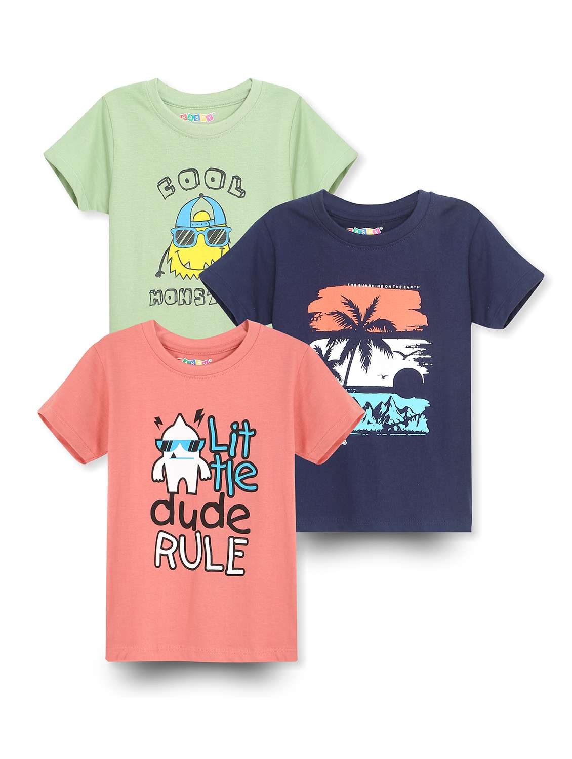 boys pack of 3 round neck t-shirt