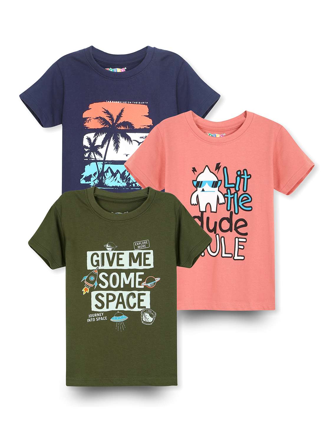 boys pack of 3 round neck t-shirt