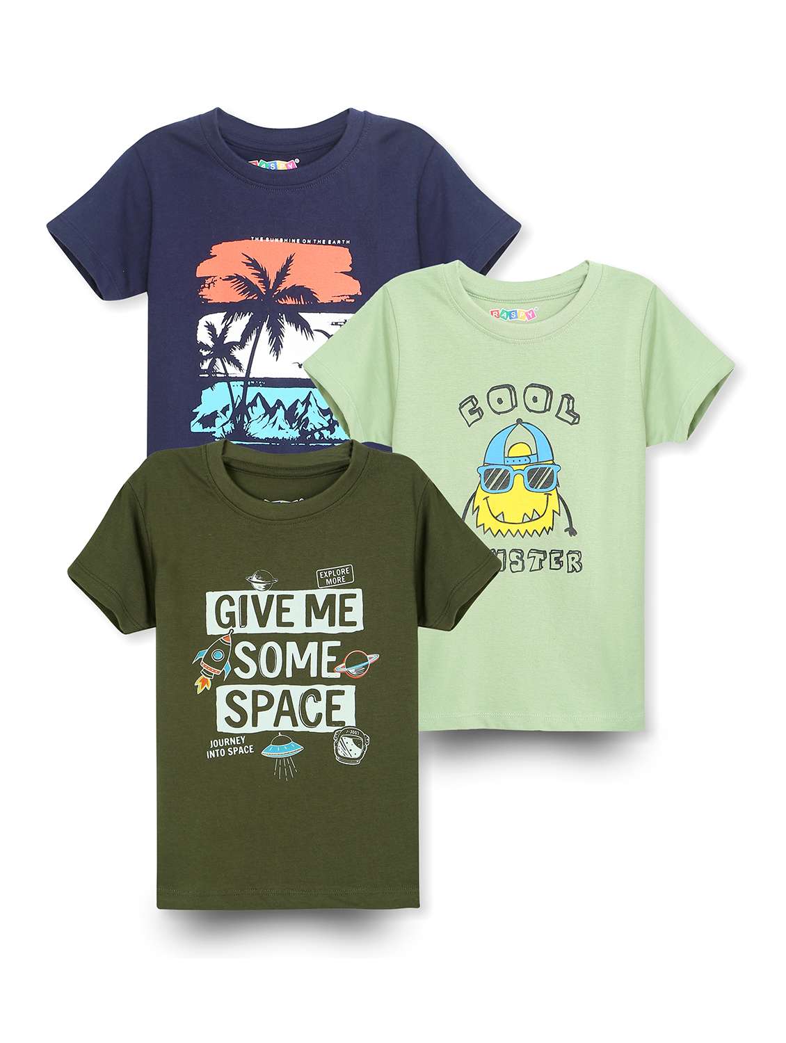 boys pack of 3 round neck t-shirt