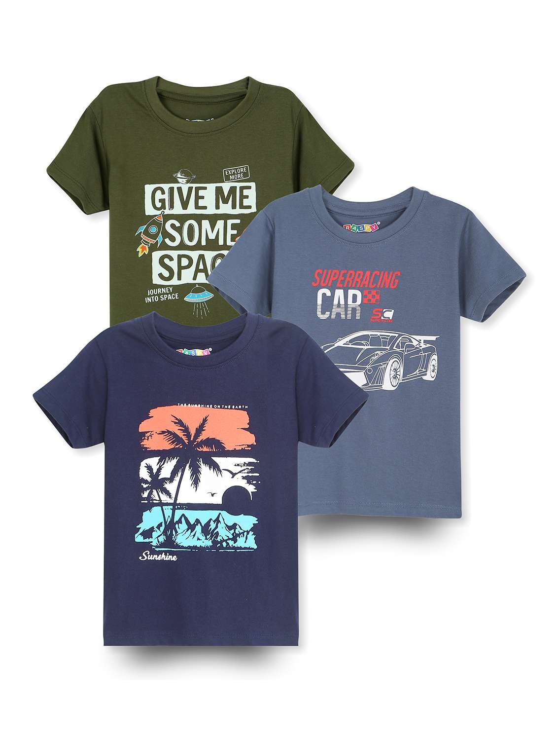 boys pack of 3 round neck t-shirt