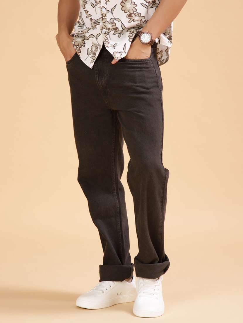 men plain mid rise full length jean