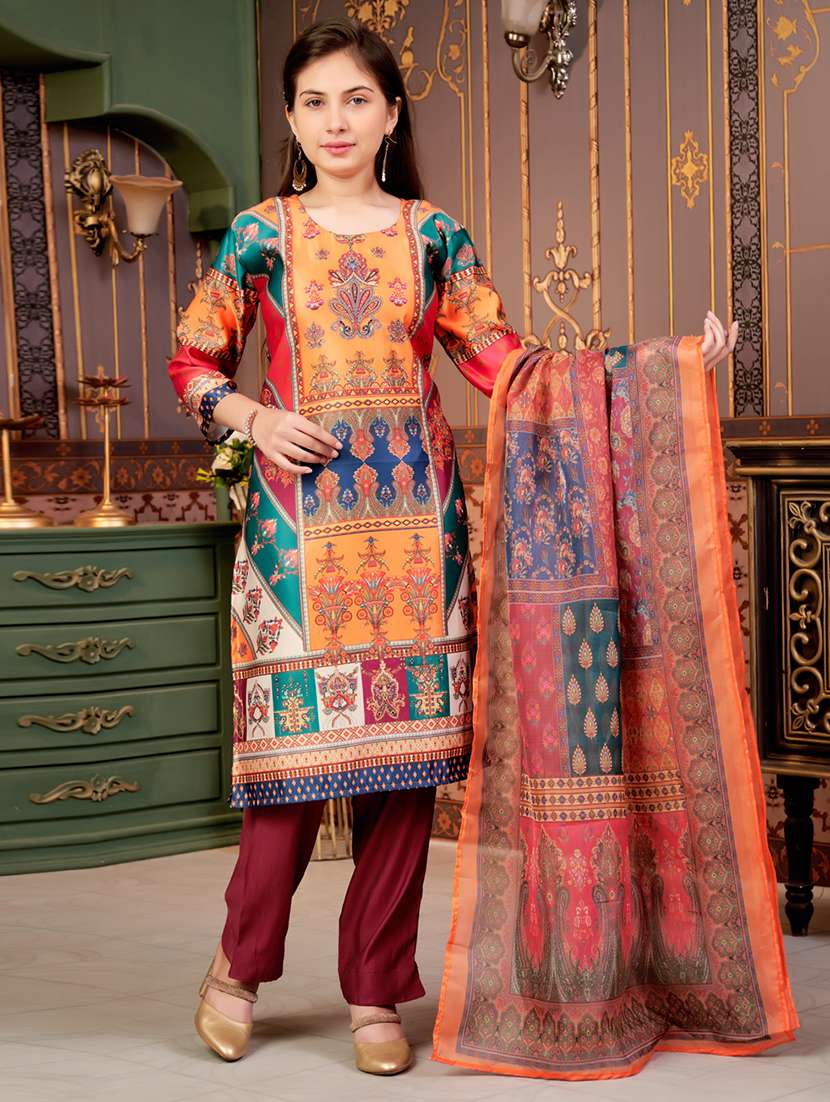 girls printed kurta and pant with dupatta - 21900958 - Zoom Image - 0