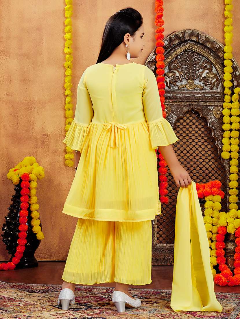 girls embellished kurta and sharara with dupatta   - 21900987 -  Standard Image - 3