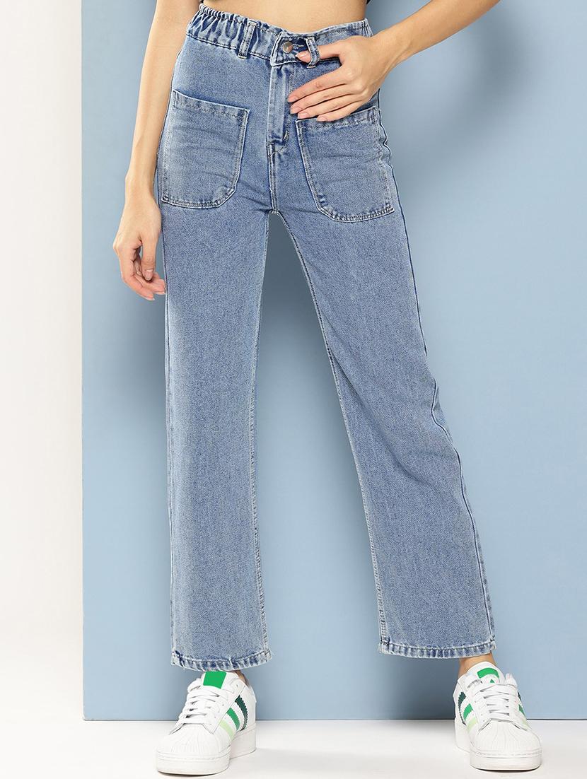 girls solid high rise staright fit jeans - 21900997 - Zoom Image - 0