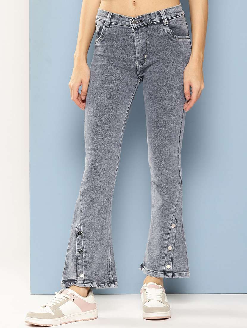 girls solid mid rise bootcut jean