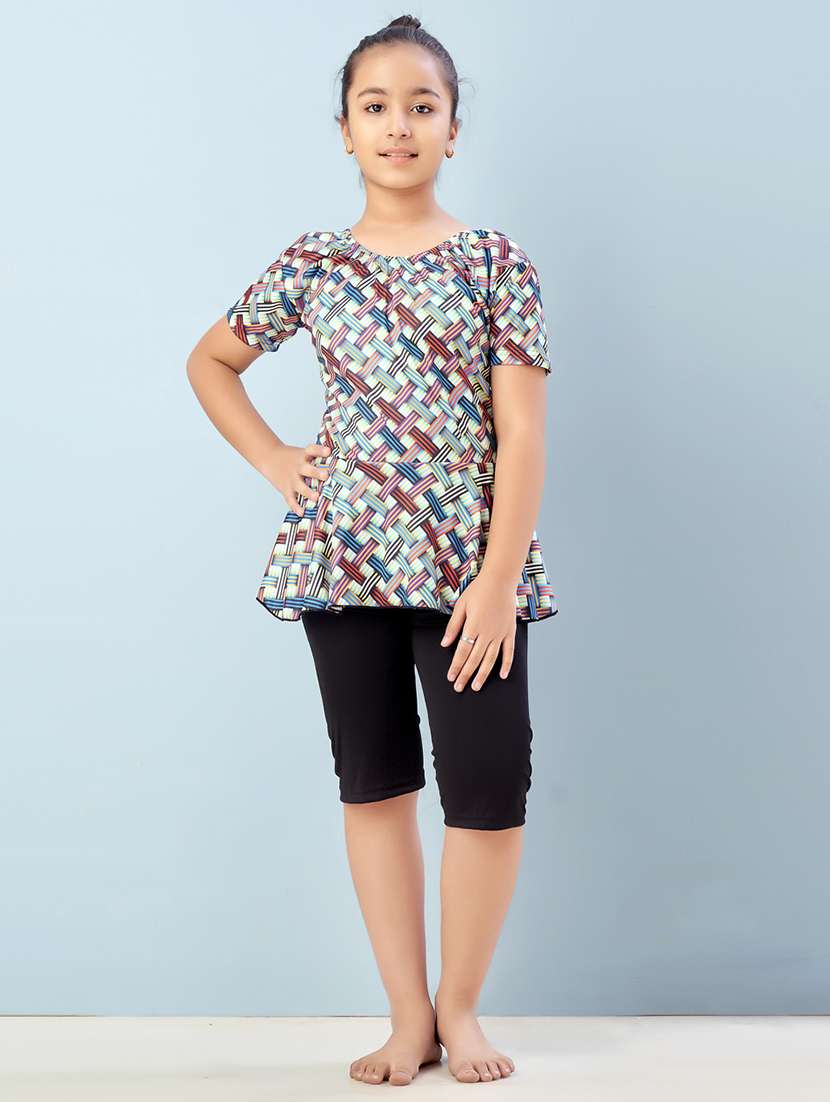 girls round neck functional swimsuits swimwear - 21901125 -  Zoom Image - 0