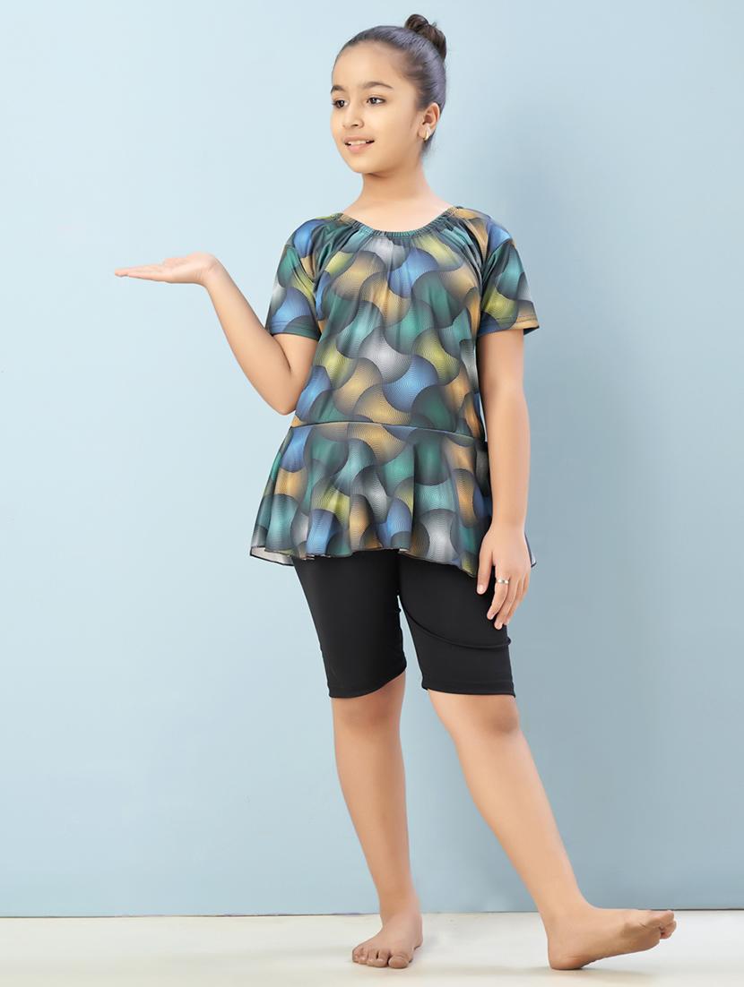 girls round neck functional swimsuits swimwear - 21901133 -  Zoom Image - 0