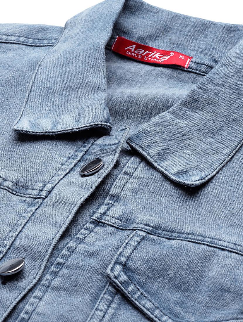 women solid long sleeves denim jacket - 21901180 - Standard Image - 3