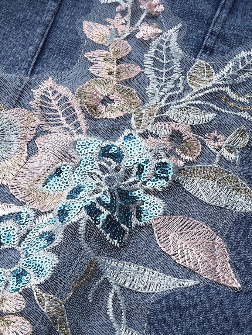 women embroidered long sleeves denim jacket - 21901182 - Standard Image - 5
