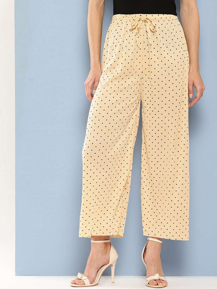 women printed mid rise ankle length straight palazzo