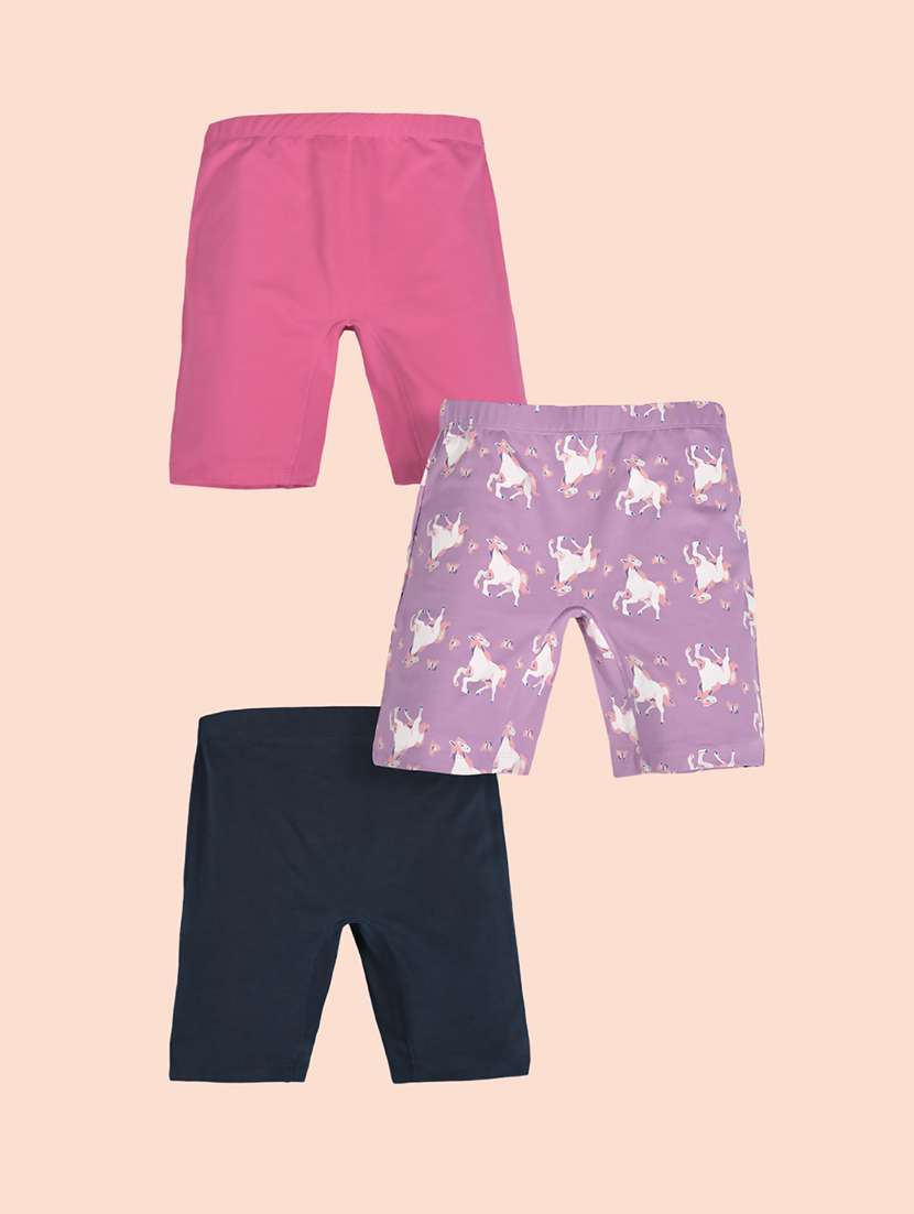 girls pack of 3 printed shorts