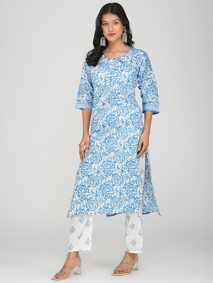 women three quarter sleeve kurta pant with dupatta set - 21901350 - Standard Image - 3
