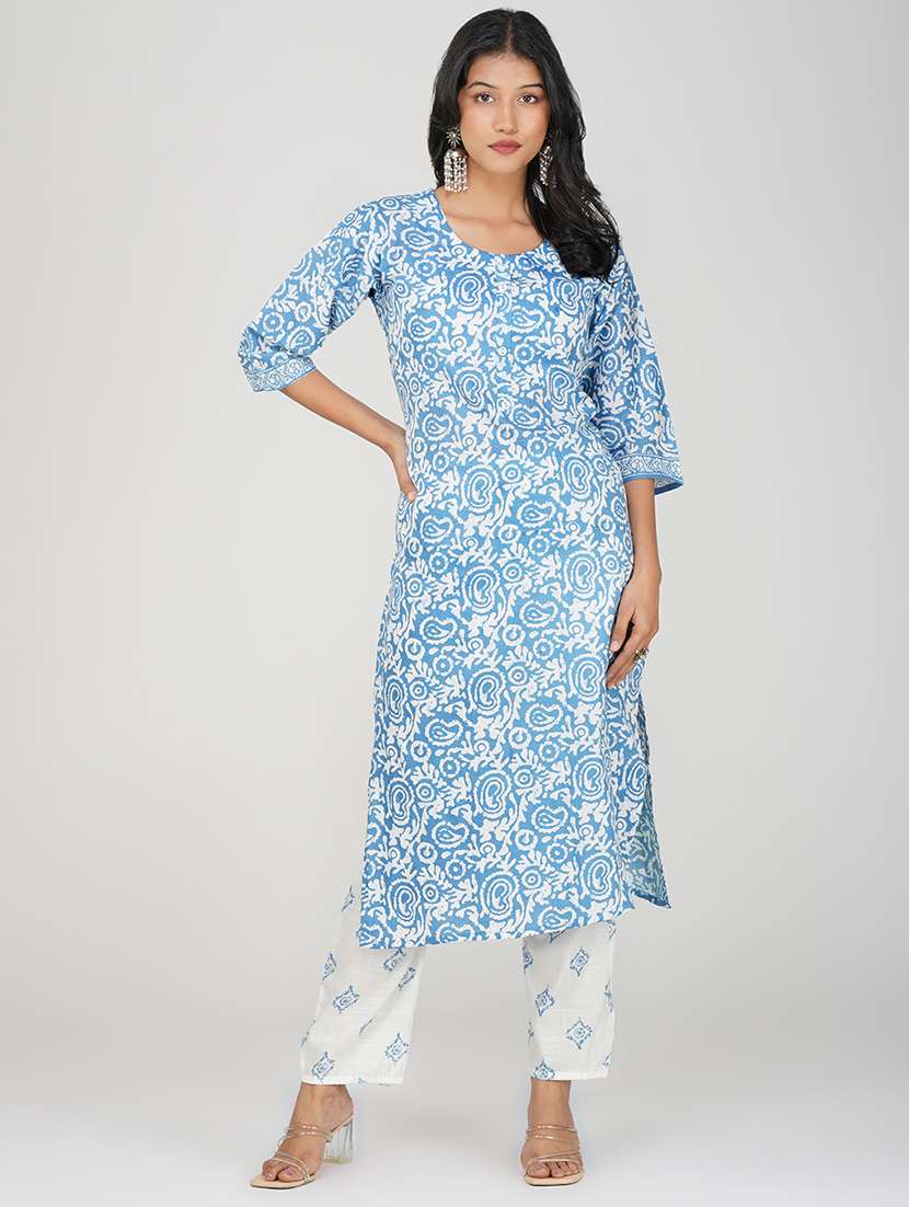 women three quarter sleeve kurta pant with dupatta set - 21901350 - Standard Image - 5