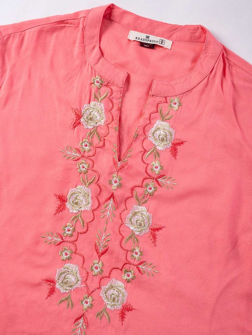 women embroidered three quarter sleeve straight kurta - 21901388 -  Standard Image - 5