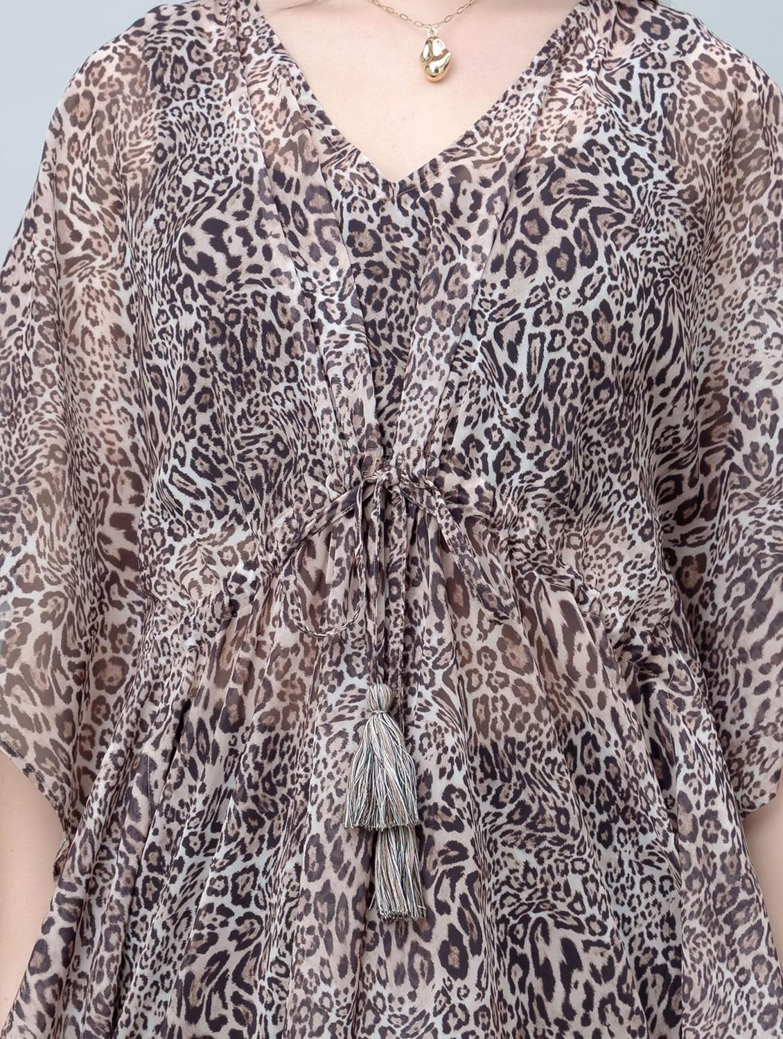 women animal printed kimono sleeves kaftan dress - 21901570 - Standard Image - 5