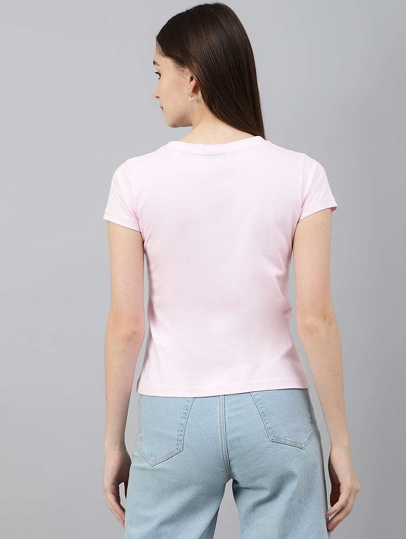 women solid short sleeves regular fit t-shirt - 21902910 -  Standard Image - 3