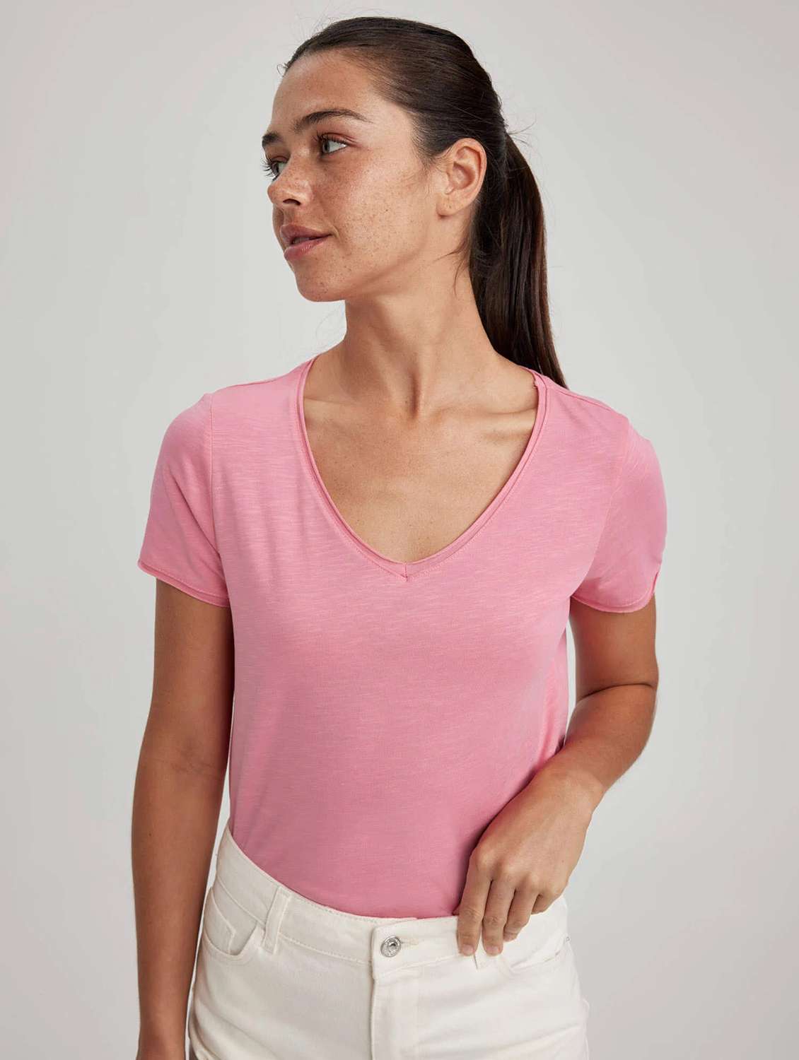 pink viscose regular tshirt - 21903091 -  Zoom Image - 0