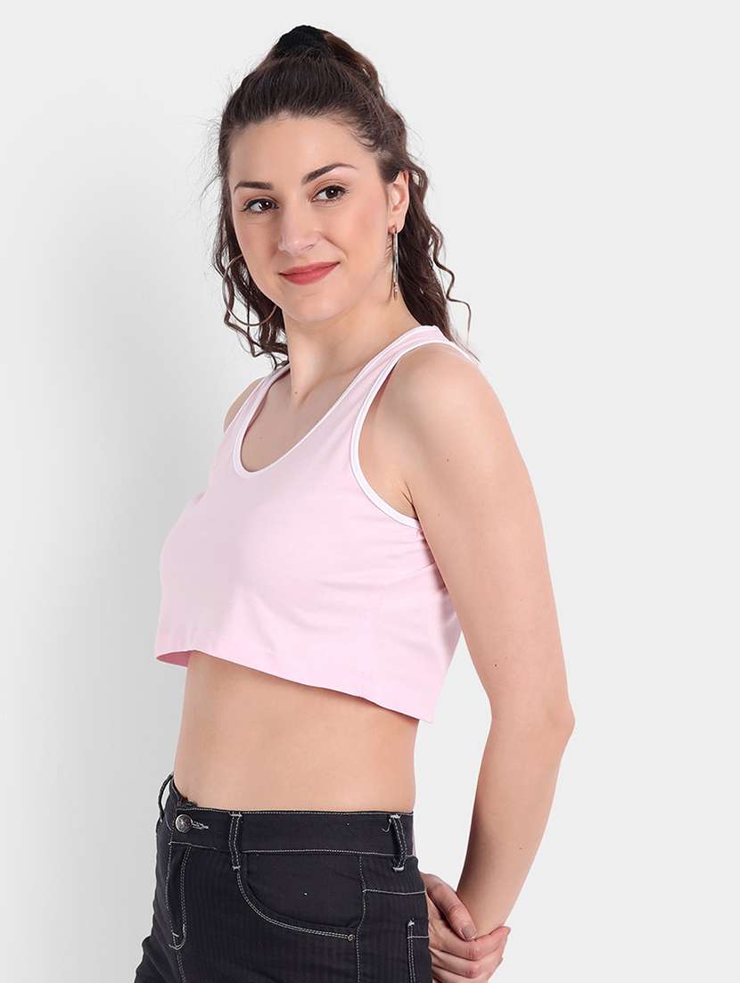 women solid sleeveless crop tank top