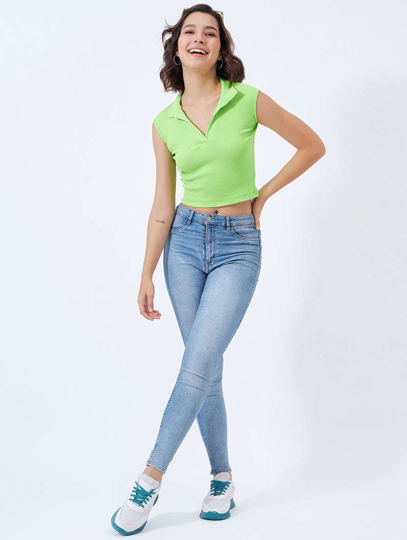women solid collared sleeveless top - 21903559 -  Standard Image - 5