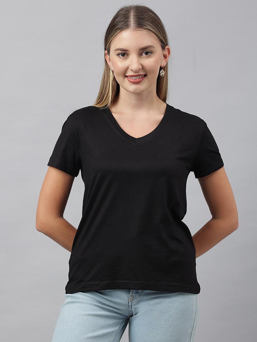 women solid short sleeves regular t-shirt - 21903563 -  Zoom Image - 0