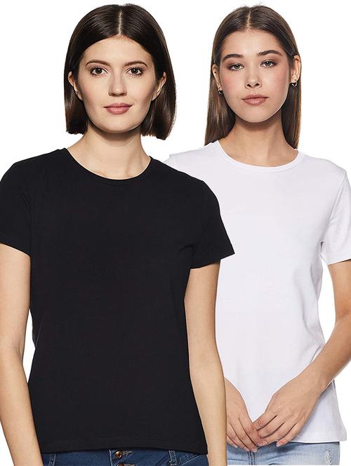 women pack of 2 solid round neck t-shirt - 21903932 -  Standard Image - 0