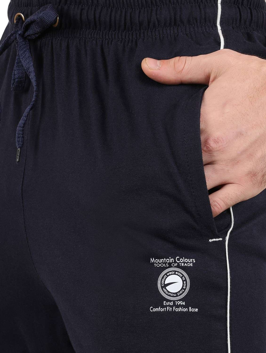 men solid mid rise full length track pant - 21903999 -  Standard Image - 3