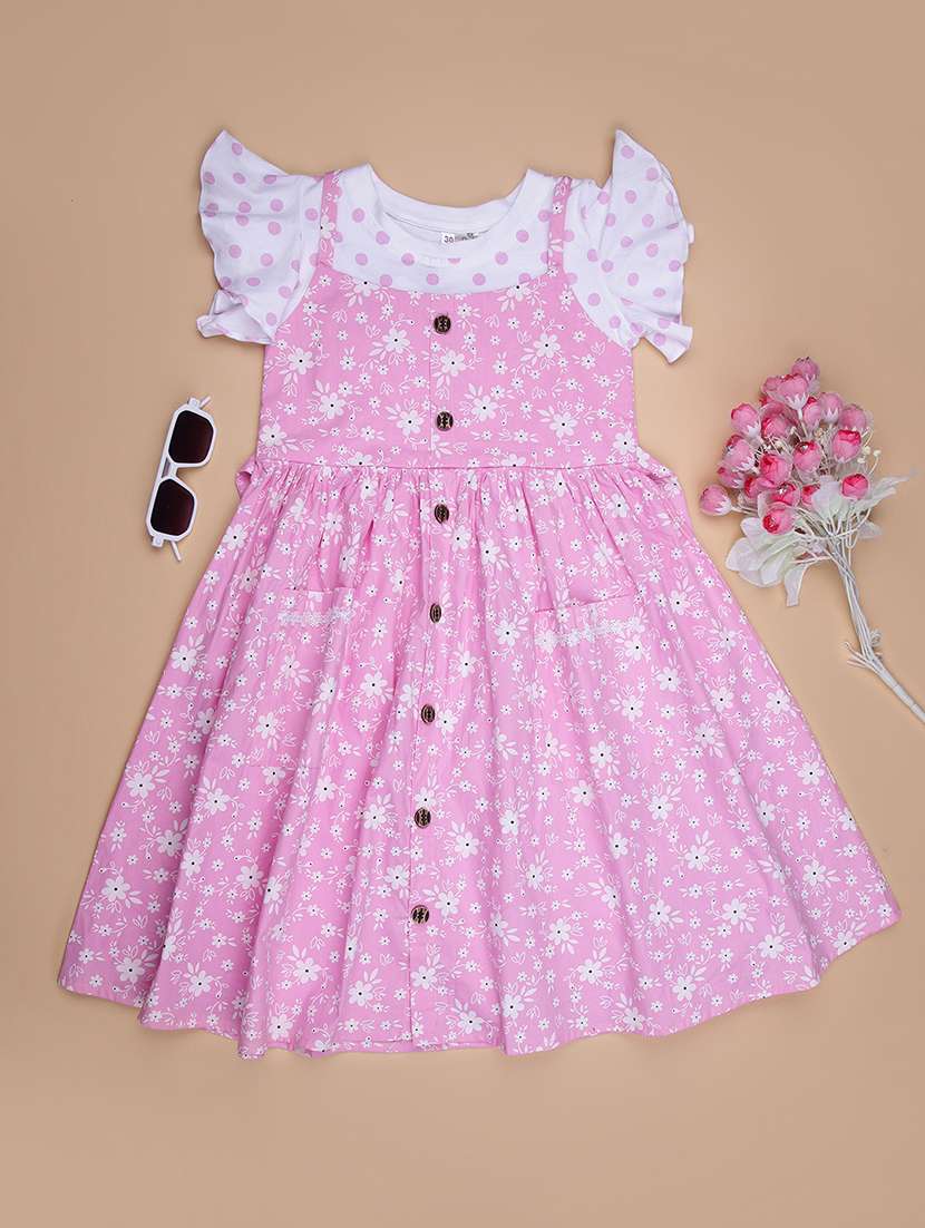 girls floral print ruffle sleeve frock